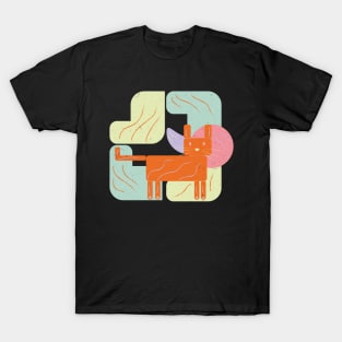 Cat with geometric and colorful shapes T-Shirt